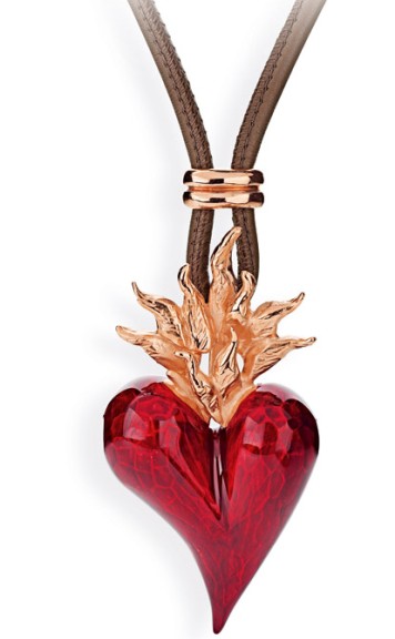 Drachenfels Flammeninferno Kollektion Anhänger Groß Herz Silber rosé mit Brandlack