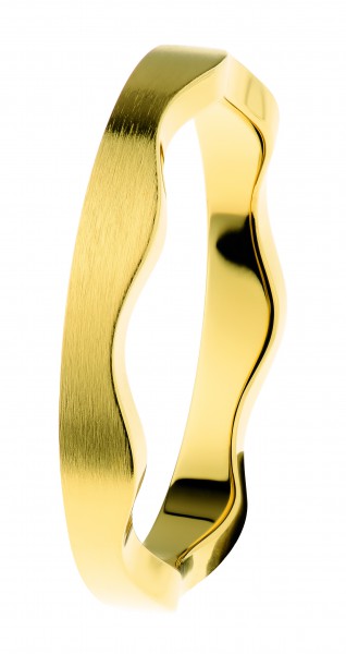 Ernstes Design R565 Evia Ring, Welle, Vorsteckring, Edelstahl goldfarben beschichtet matt, 3 mm