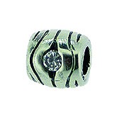 Piccolo Silber Charms mi. weißem Stein, Anhänger, Kugel, Bead Silber APX-006 von Piccolo das Origin