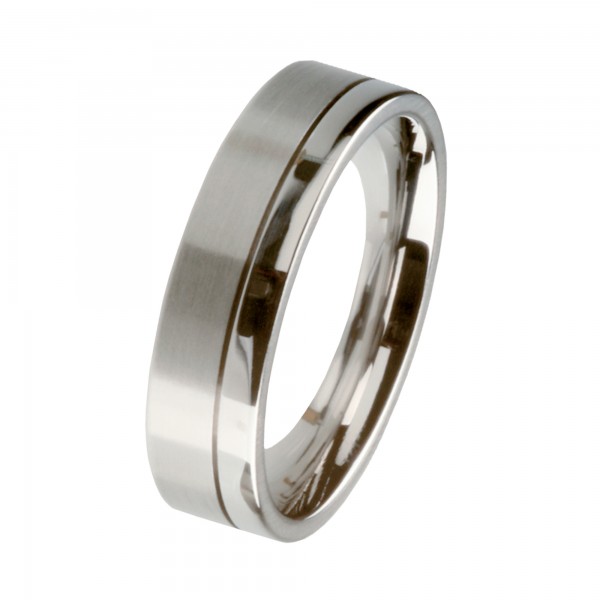 Ernstes Design Ring, Edelstahl matt / poliert, 6 mm, R133.6