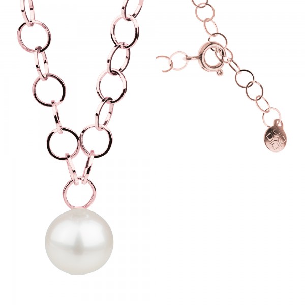 Ernstes Design Collier, Kette mit Perlen-Anhänger aus Edelstahl rosé