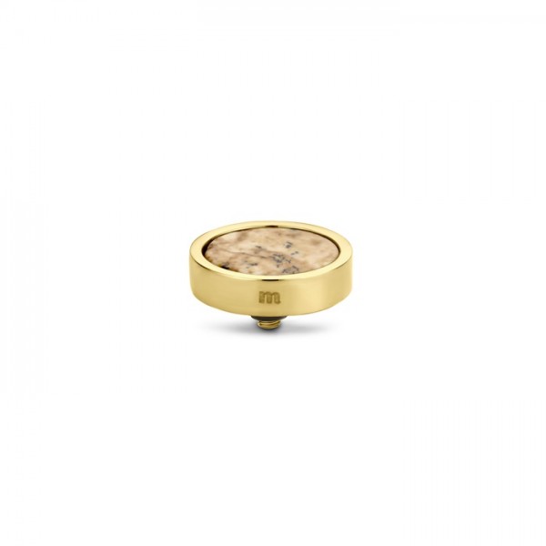 Melano Twisted Ringaufsatz, Fassung, Gemstone Plate, TM62, Edelstahl goldfarben mit Bild Jaspis