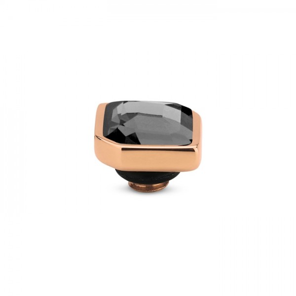 Melano Twisted Ringaufsatz, Fassung, TMA1 Pointy in Black diamond, 7,5 x 6,5 mm, Edelstahl rosé
