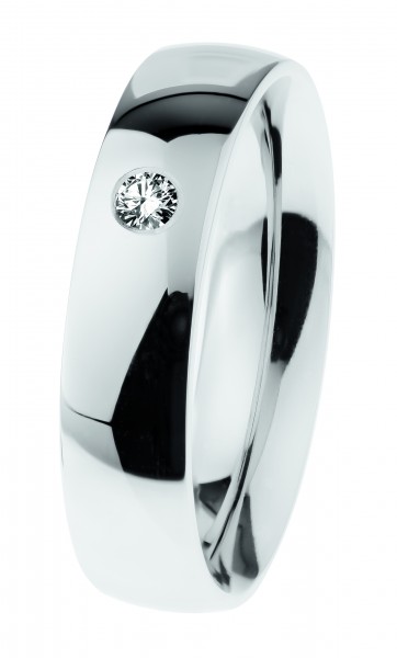 Ernstes Design Ring, Edelstahl poliert mit Brillant, R605