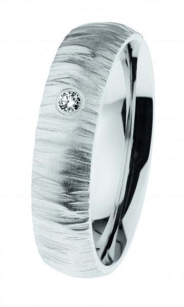 Ernstes Design Ring, Edelstahl geschliffen / poliert mit Brillant, R634