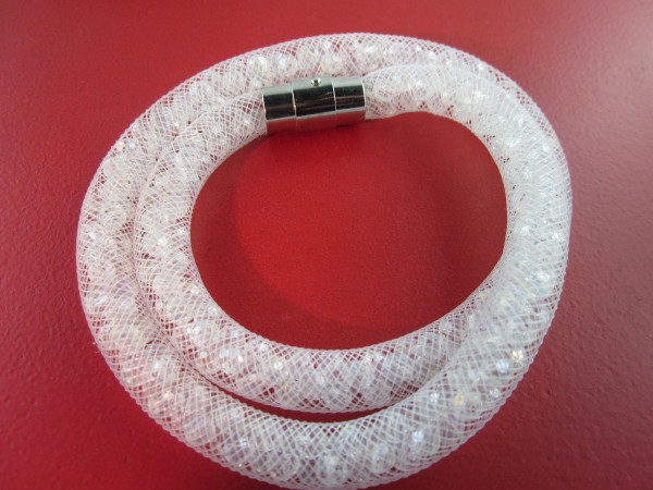 Sternenglitzer-Look Armband weiß, geflochtenes Armband mit Steinen