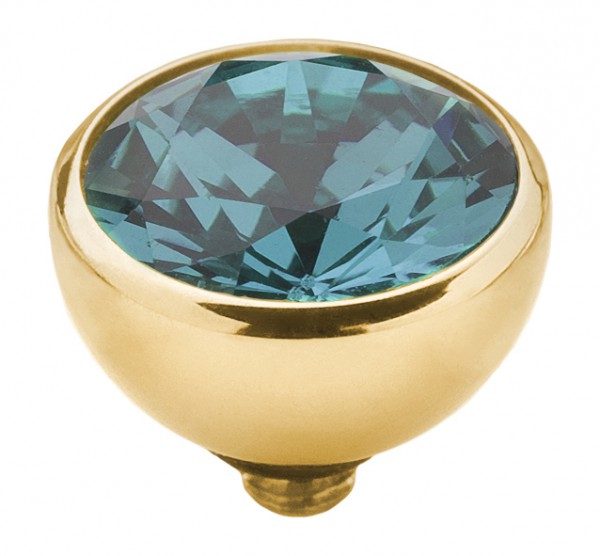 Melano twisted Ringaufsatz Edelstahl goldfarben beschichtet mit Zirkonia Azurblau TM99 GD _237