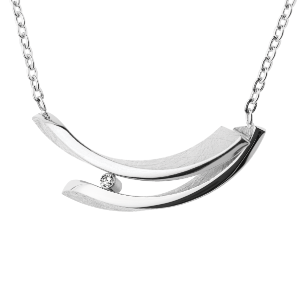 Ernstes Design Set K826, Halskette mit Brillant Anhänger, Edelstahl