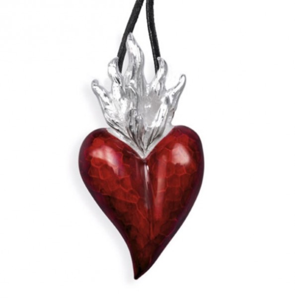 Drachenfels Flammeninferno Kollektion Anhänger Mittel Herz Silber mit Brandlack