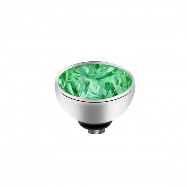 Melano twisted Ringaufsatz, Aufsatz, Fassung Edelstahl mit Zirkonia in Farbe Aquagreen
