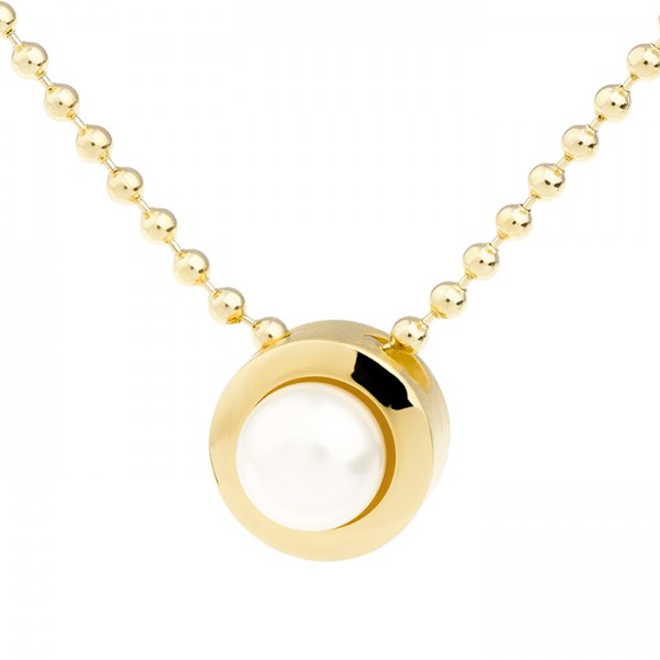Ernstes Design Evia Set K707 Halskette mit Anhänger Edelstahl goldfarben beschichtet mit Perle