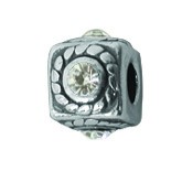Silber Charms mit Swarovski Steinen Anhänger, Kugel, Bead Silber APS 007 von Piccolo das Original