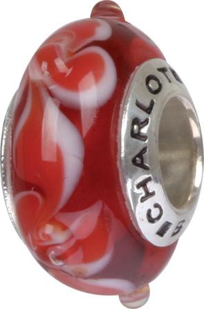 Murano Bead, Murano Glaskugel für Bettelarmband rot, GPS 89 von Charlot Borgen Design
