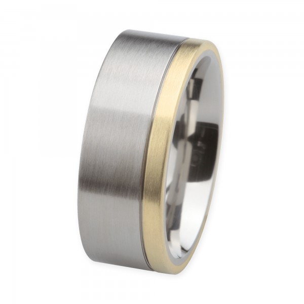 Ernstes Design Ring, Edelstahl matt / 750er Gelbgold, 9 mm, R217.9