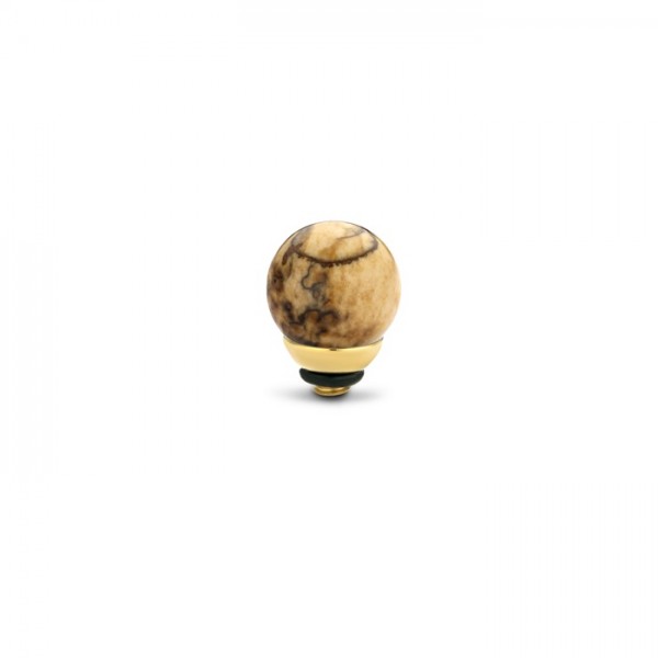 Melano Twisted Ringaufsatz, Fassung, Gemstone Ball, TM72, Edelstahl goldfarben mit Bilder-Jaspis