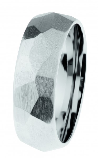 Ernstes Design Ring, Edelstahl matt / facettiert / poliert, R652