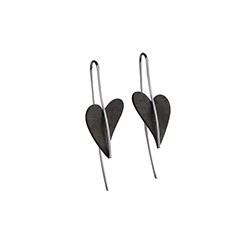 Herz Ohrhänger von Ernstes Design Edelstahl schwarz beschichtet, E302 geschwungenes Herz