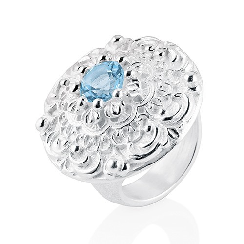 Drachenfels Ring, Queen Lisbeth-Kollektion, Ornament Ring Groß, Silber Topas D QL 11-1