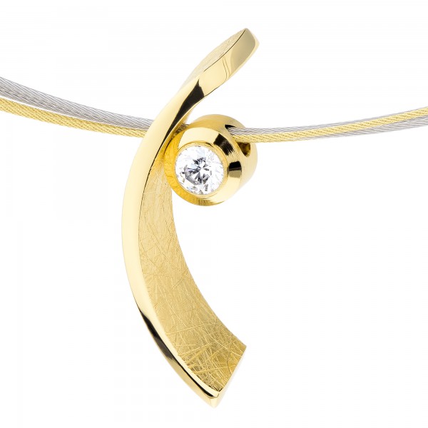 Ernstes Design Evia Set K754 Halskette mit Anhänger Edelstahl teils goldfarben mit Zirkonia