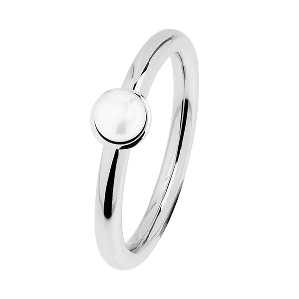 Ernstes Design Evia Ring, Vorsteckring, Ring Edelstahl mit Perle poliert, R489